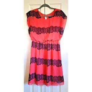 Enfocus Studio 8 Women's Dress Fit Flare Peach Lace Design Scoop Neck‎ Size 8